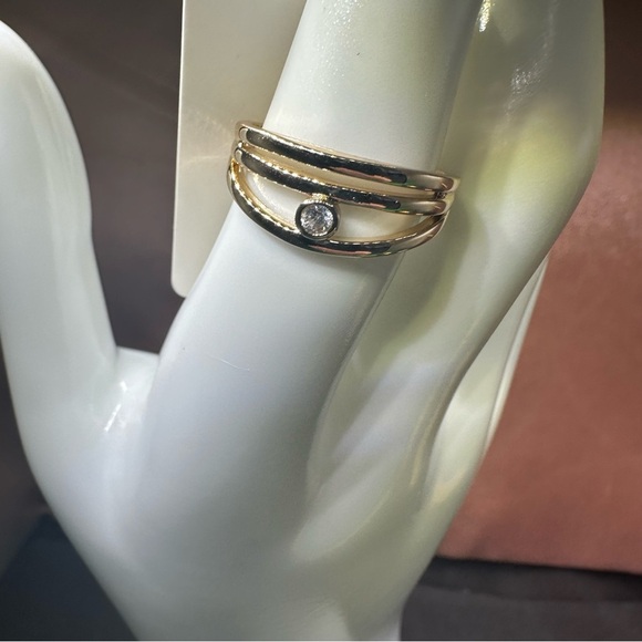 14K Gold Electroplated CZ Minimalist Ring - Picture 4 of 8